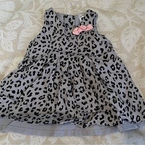 Carter's Gray Leopard Print Dress with Pink Bow Accent